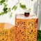 Glitzhome® Orange Floral Motif Hexagonal Garden Stool Set